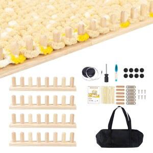 우드갓 62.8 u201D 청키 담요 직조 키트, 실용 뜨개질 직조기, 수납 가방 포함 모듈식 실 미끄럼 방지 베이스, 프리미엄 고무 목재 직조기 세트