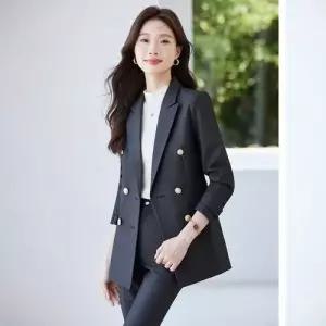 EAMT 여성용 오피스룩 코트 세트 봄가을 정장 작업복 경영진 YJ3