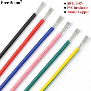 510m UL1007 전자 와이어 30 28 26 24 22 20 18 16AWG DIY 80 ° C 300V PVC 절연 케이블 주석 도금 구리선