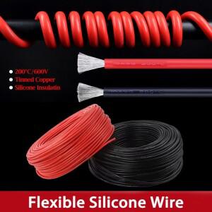 1~50m 레드 블랙 내열성 케이블 3028262422201816AWG 실리콘 고무 주석 도금 구리 와이어 자동차 배터리 배