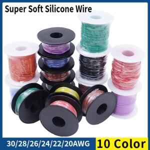 연선 연성 케이블 전기 주석 도금 구리선, 내열성 소프트 실리콘 와이어, 롤 색상 30, 28, 26, 24, 22, 20A