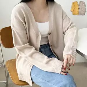 여성 리본 포인트 루즈핏 브이 니트 가디건 베이직모던 데이트 추천