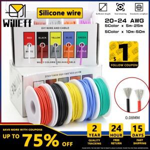 24-22AWG DIY 박스 와이어 실리콘 케이블 전자 유연한 코드 5-10 미터 축당 소프트 스트랜드 연장 22 20 aw