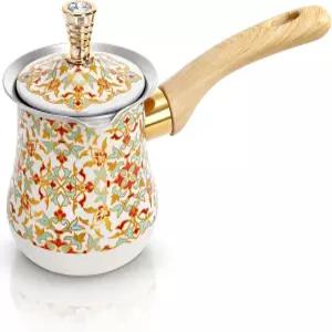 뚜껑이 있는 18.6온스 터키 커피 포트 스테인리스 스틸 그리스 메이커 손잡이가 헤비 듀티 버터 용광로