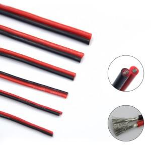 1m 5m DIY 램프 커넥터 케이블 검정 Red10 12 14 16 18 20 22 24 AWG 2 핀 울트라 소프트 실리콘 고무 구리