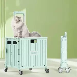 강아지 고양이 반려견 유모차 휴대용 애완 동물 경량 트롤리 당기는 개 접이식 쇼핑 보관 카트 [호환]