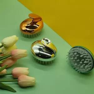 헤어브러시 실리콘 샴푸브러쉬 두피마사지기 각질제거 샴푸솔 골드 실버 헤어케어 도구