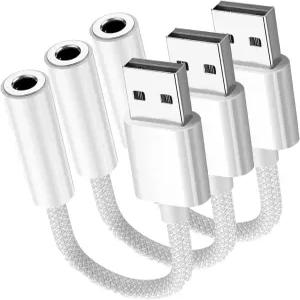 Fidioto USB to 3.5mm 잭 오디오 어댑터 헤드셋 TRRS 4극 여성 Aux 케이블 외장 스테레오 사운드 카드