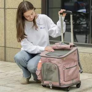 강아지 고양이 반려견 유모차 대용량 야외 애완 동물 가방 통기성 스테이션 왜건 범용 휴대용 배낭 개 스트