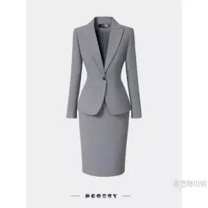 무천도사 여성용 여성 회색 가을 오피스룩 면접 직장 정장 재킷 세트 정장세트 KKE3