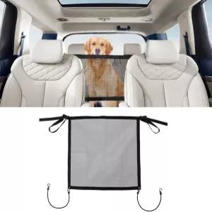 지미시 도그 카 배리어 네트 뒷좌석용 신축성 칸막이 메시 게이트 로프와 후크가 달린 장애물 안전 차량