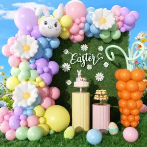 165개의 이스터 풍선 아치 키트 갈랜드와 파스텔 해피 화려한 무지개 부활절 생일 파티 장식용