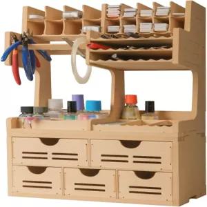 부카소 플라스틱 모델 페인트 랙 도구 보관 올인원 모델링 서랍 부품 MDF 재료