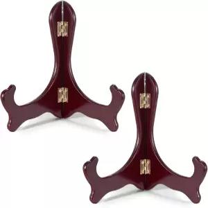 스크프렌 이젤 접시 홀더 6인치 빨간색 나무 사진 스탠드 디스플레이 장식 그림 프레임 접이식 데스크톱