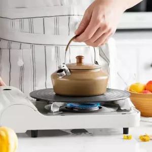 캠핑주전자 스테인레스 스틸 차 주전자 야외 스토브용 경량 캠핑 커피 포트 핸들 피크닉 티팟 1L