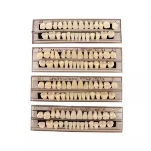 28 치아/세트 수지 틀니 3d 그림자 가이드 색상 비교기 거울 치과 차가운 빛 흰색 표백 플레이트