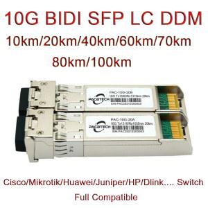 10G SFP 모듈 트랜시버 BIDI 3km 10km 20km 40km 60km 70km 80km 100km LC WDM 1270/R1330nm 시스코 미크로틱 사용