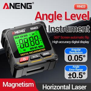 디지털 각도 레벨 레이저 기기 360 ° 자동 회전 네면 강력 자석 경사계 범용 도구 ANENG RN03