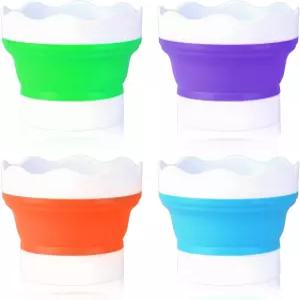 4 PCS 접이식 페인트 컵 브러시 클리너 헹굼 수채화 유화를 위한 컬러 실리콘 휴대용 버킷 녹색 보라색
