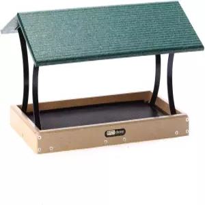 새들이 선택한 플라이스루 모이통 플랫폼 대형 내구성이 뛰어난 야외 야생 보호 지붕 농어로 씨앗과 과일을