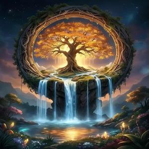 트리 오브 라이프 스탬핑 크로스 스티치 키트 - 초보자를 위한 워터폴 니들포인트 카운트 패턴 치수 자수