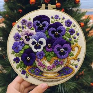 초보자를 위한 JOZYSH 플라워 자수 키트 크로스 스티치 스타터 스탬프 패턴을 사용한 핸드 크래프트 애호가