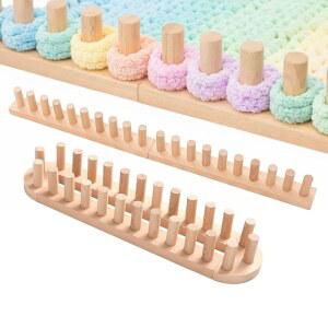 노바브라이트 피오치치 32인치 청키 원사 담요 베틀 키트 조절 가능한 너도밤나무 나무 프레임, 두꺼운 원사를 위한 바늘 손 뜨개질 금지 프로젝트 DIY 초보자용 공예품 선물