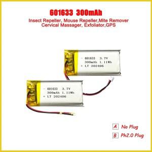 601633 충전식 리포 배터리 300mAh 3.7V 리튬 곤충 퇴치제 마우스 진드기 제거제 자궁 경부 마사지기
