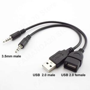 Aux 오디오 컨버터 수 케이블-USB 암 커넥터 USB 자동차 케이블 OTG 3.5mm 어댑터 와이어 코드 M20 20cm