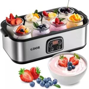 온도 조절 기능이 있는 GDOR 요거트 메이커 머신 48시간 타이머 디지털 그릭 8×6온스 BPA 프리 유리 병