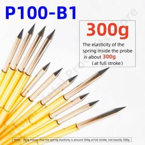 P100-B1 용수스틸  프로브 핀 도구  33.35mm 직경 1.36mm 니들 팁  0.99mm 포고 핀  300g 탄성력  20 피스
