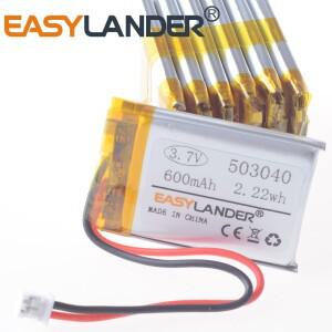 실리콘 와이어 CE+Rohs 503040 JST1.0 3P 3.7V 600mAh 충전식 리튬 폴리머 배터리 Lipo