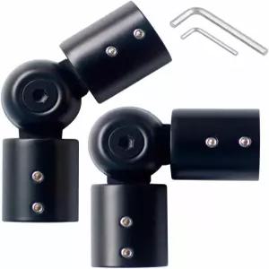 창문 모서리 커튼 막대 커넥터 베이 윈도우용 1인치 조절 가능한 2팩 욕실 주방(블랙)용 힌지