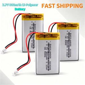 벌크 팩 JST 2.0 2핀 3.7V 800mAh 리튬 폴리머 배터리 303048