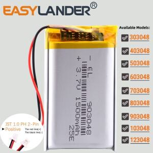 JST1.0 2P 3.7V 703048 1000mAh 리튬 폴리머 충전식 리포 배터리