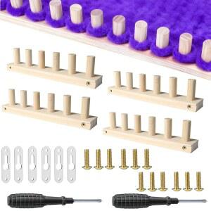 Mtuiewo 24인치 청키 담요 베틀(스크류 드라이버 포함), 12인치 무바늘 손 뜨개질 베틀 2개, 부피가 큰 실 공예용 베틀, 초보용 키트, 조절 가능 및 재사용 가능(총 24인치)