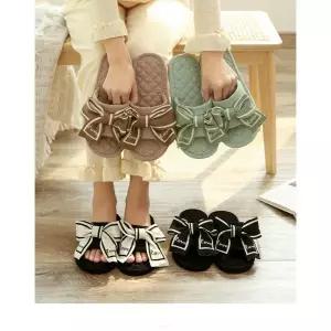 신혼일기 Love 리본 3중 쿠션 층간소음방지 쿠션 면 거실화 거실 실내화 어린이집 실내 슬리퍼