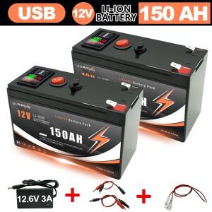 태양열 충전용 12V 150Ah 리튬 LiFeP04 배터리  USB 포트가 있는 어군탐지기 검출기 파인더 해양 야외 캠핑