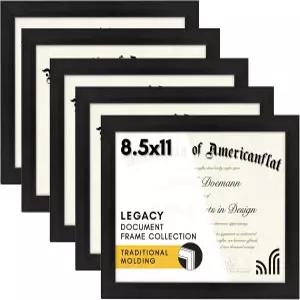 세련된 플렉시글라스가 장착된 아메리칸 플랫 8.5x11 액자 - 5개 세트 레거시 컬렉션 테이블탑 및 벽면