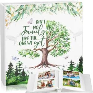 가족 상봉 추억 사진 앨범 커플 선물용 트리 패턴 메모리 스크랩북 200개 포함 4 x 6 인치 가죽