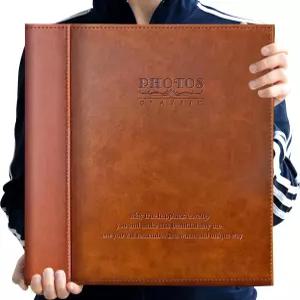 마그네틱 셀프 스틱 사진 앨범 패밀리 가죽 커버 핸드메이드 DIY 3x5 4x6 5x7 6x8 8x10 보유 브라운 라지