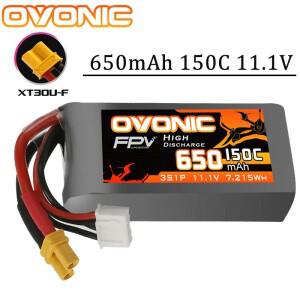 OVONIC RC 헬리콥터 쿼드콥터 FPV 레이싱 드론 부품, XT30 플러그 포함 리포 배터리, 650mAh, 3S, 11.1V, 9