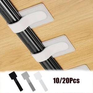 20개 재사용 가능 케이블 마우스 와이어 정리기 코드 로프 홀더 책상 관리용 자가 접착 조절식