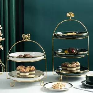 삼단접시트레이 과일 플레이팅접시 디저트 세트 케이크 애프터눈티 플레이트