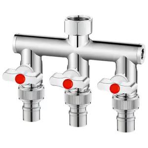 수도꼭지분배기 수전 볼밸브 독립 분배기 물조절 세탁기 3구 베란다 수도꼭지 스위치