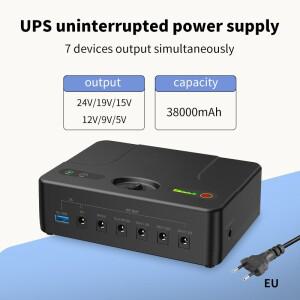 UPS 무정전 전원 공급 장치 38000mAh 다중 출력 DC 5v 9v 12v 19V 24V 18650 배터리 라우터 와이파이 모니