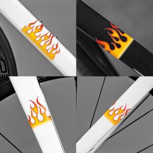 2피스 불꽃 자전거 스티커 DIY 도로 프레임 상단 튜브 핸들 바 포크 방수 비닐 데칼 범용 바이크 오토바이