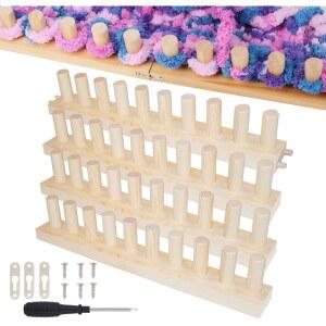 PULJOGDE 62인치 청키 담요 직조기, 담요용 목재 실용 프레임 초보자 친화적인 실 공예기, 홈 데코 및 대형 던지기