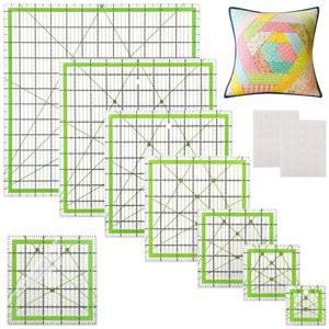 호마이슨 퀼팅 자, 7개의 사각 자 2.5, 3.5, 5, 6.5, 8, 10, 12.5 아크릴, 및 재봉용 미끄럼 방지 링으로 자르기