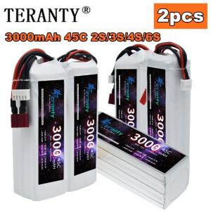 테란티 2개 3000mAh 리포 배터리 2S 3S 4S 6S RC 헬리콥터 항공기 쿼드콥터 자동차용 45C 7.4V 11.1V 14.8V